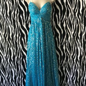 Turquoise And Silver Silk Maxi Dress