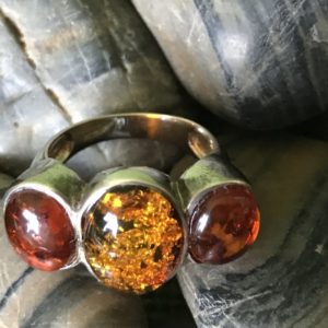 Three-Stone Amber Ring