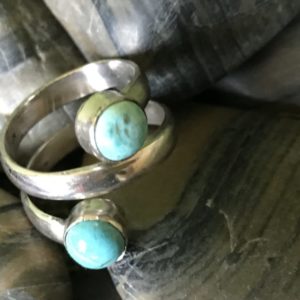 Two-Stone Spiral Turquoise Ring