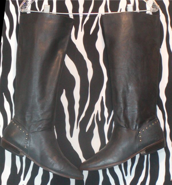 Black Leather Slouch Boots