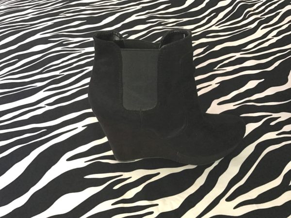 Black Suede Wedge Booties