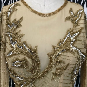 Gold Beaded Silk Vintage Evening Gown