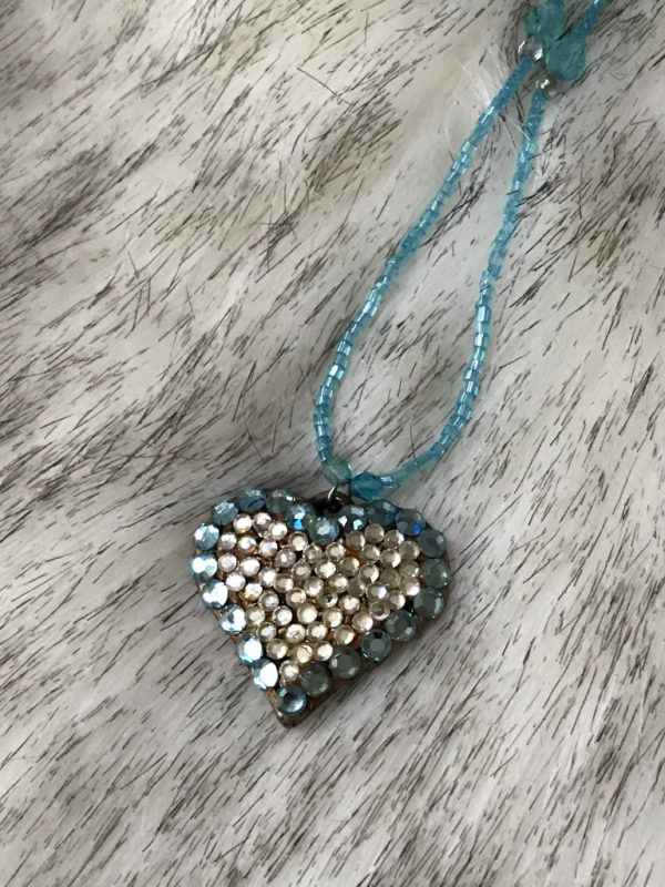 Turquoise Swarovski Crystals Heart Pendant
