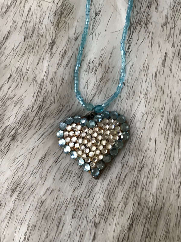 Turquoise Swarovski Crystals Heart Pendant