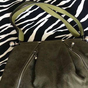 Olive Green Suede Satchel