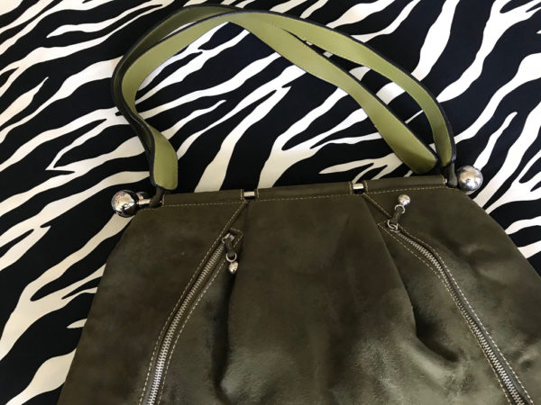 Olive Green Suede Satchel