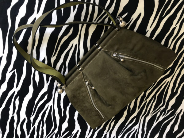 Olive Green Suede Satchel