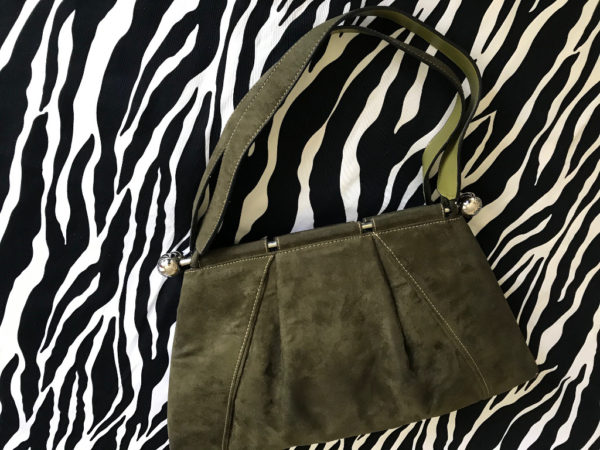 Olive Green Suede Satchel