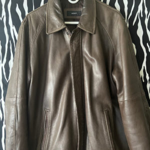 Alfani Brown Leather Bomber Jacket