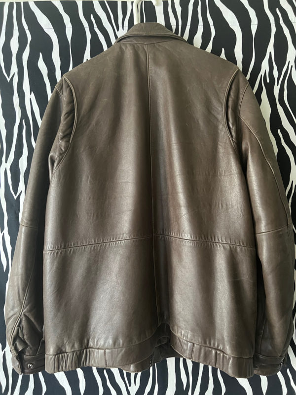 Alfani Brown Leather Bomber Jacket