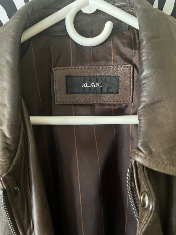 Alfani Brown Leather Bomber Jacket